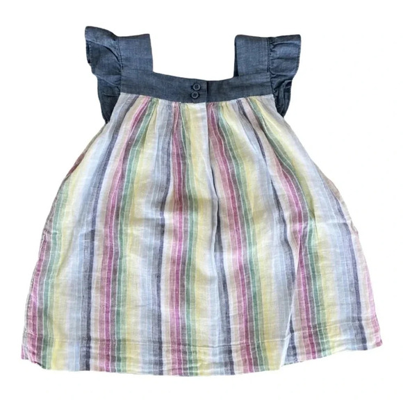 NWT Baby GAP Pastel Striped Chambray Dress - Picture 3 of 8